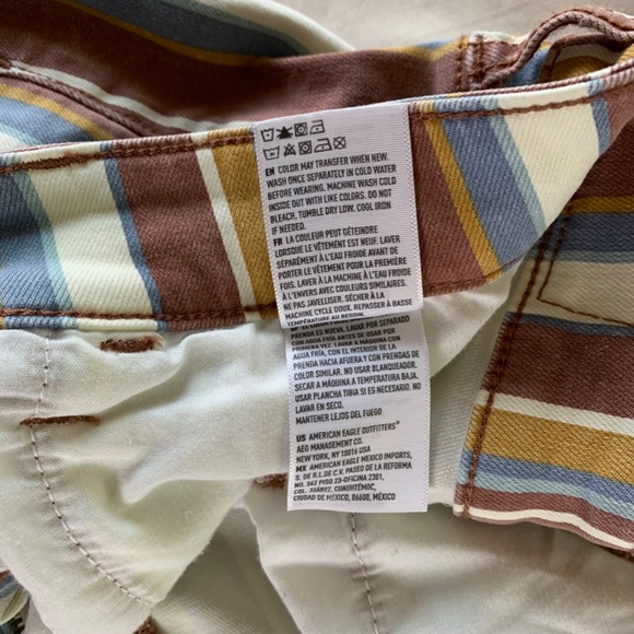 American Eagle Jeans 16 Short Hi-Rise Jegging Skinny Striped Stretchy Hippie - Picture 7 of 10